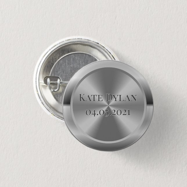 Custom Simulated Engraved Silver Button (Front & Back)