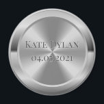 Custom Simulated Engraved Silver Circle Magnet<br><div class="desc">Custom engraved silver badge. The metal and the engrave are simulated. You can replace the name and date text.</div>