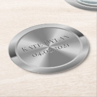 Custom Simulated Engraved Silver Paper Coaster