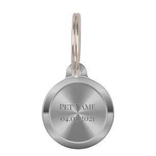 Custom Simulated Engraved Silver Pet ID Tag