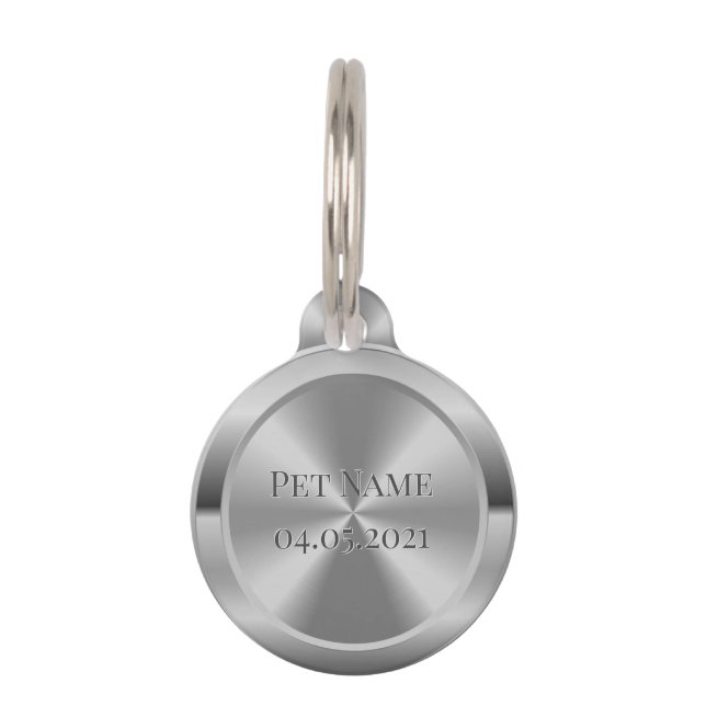 Custom Simulated Engraved Silver Pet ID Tag (Front)