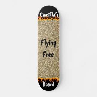 Custom Simulated Gold Glitter Girly Design Skateboard