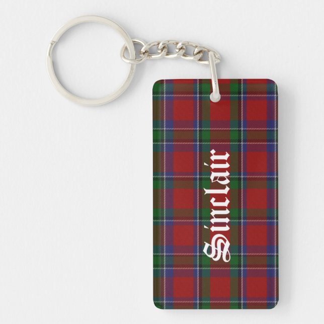 Custom Sinclair Tartan Plaid Key Chain (Front)