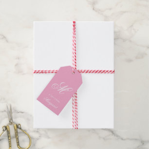 Custom Single Monogram with Name Light Pink Gift Tags