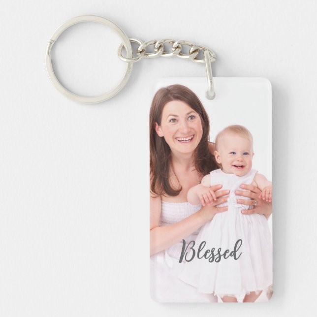 Custom Single Portrait Vertical Personal Photo  Key Ring (Front)