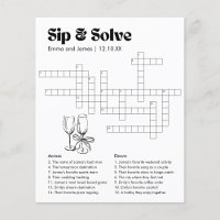Custom Sip And Solve Wedding Crossword
