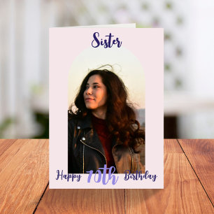 Custom Sister 70th Birthday Pink Photo Arch Card