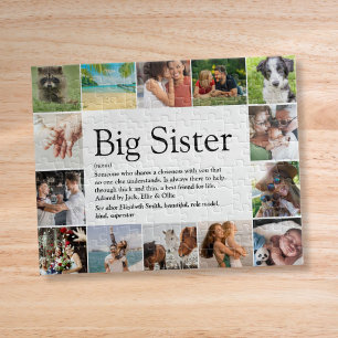 Custom Sister Definition Quote 14 Photo Collage Jigsaw Puzzle