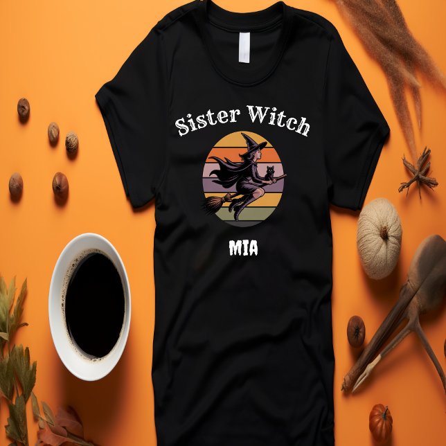 Custom Sister Witch Retro Women Halloween T-Shirt (Creator Uploaded)
