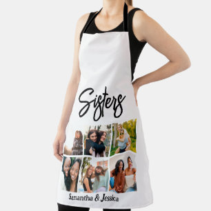 Custom Sisters Script 6 Photo Collage Apron