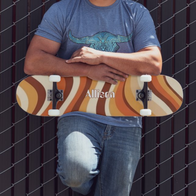 Custom  Skateboard with 70s Retro Wave Graphic  (Outdoor 3)