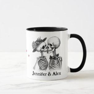 Custom Skeleton Couple Names Personalised Mug