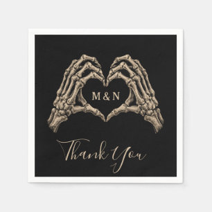 Custom Skeleton Hands Love Heart Shape Wedding Napkin