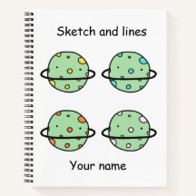 Custom sketch and lines cute universe kids green