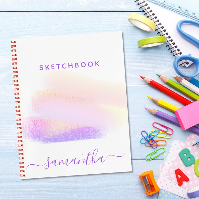 Custom sketchbook pink purple brushstrokes notebook (Creator Uploaded)