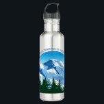 Custom Ski Lodge Winter Resort Snowy Mountain 710 Ml Water Bottle<br><div class="desc">Customised water bottle for a ski lodge or resort in the Colorado mountains or a beautiful cabin in the forest. This cool design features a pretty drawing of snow capped mountains in front of green fir trees. Great nature marketing for an hotel or vacation rental.</div>