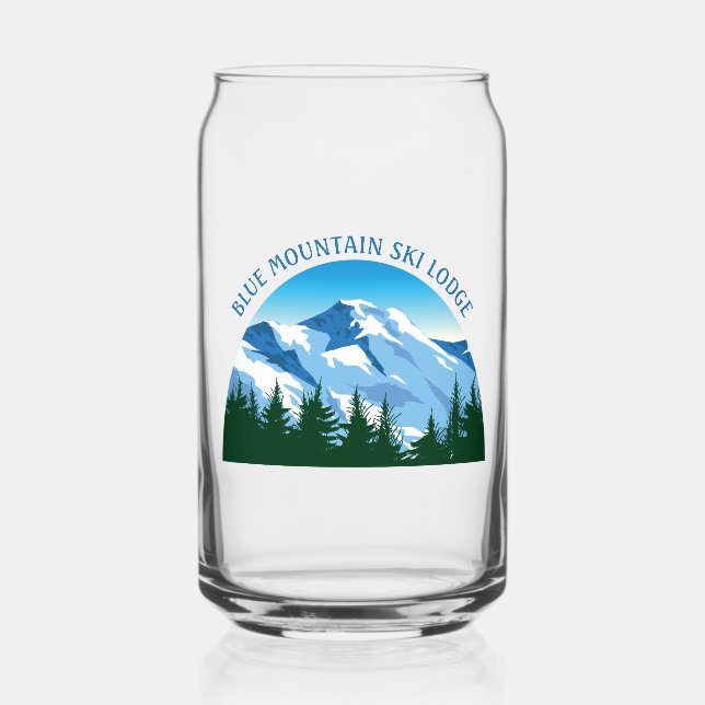 Custom Ski Lodge Winter Resort Snowy Mountain Can Glass (Front)