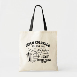 Custom Ski Trip Family Friends Group Matching Tote Bag