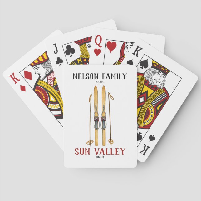 Custom Skiing Cabin Personalised Poker Cards (Back)