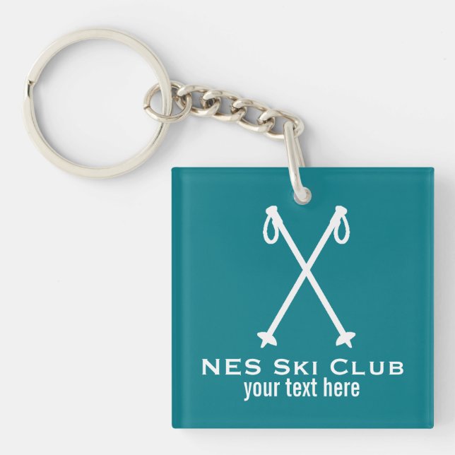 Custom Skiing Nordic Alpine Ski Pole Ski Team Key Ring (Front)