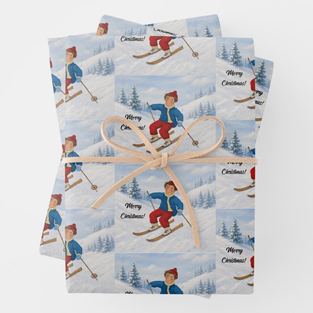 Custom Skiing Wrapping Paper Sheet (In situ)