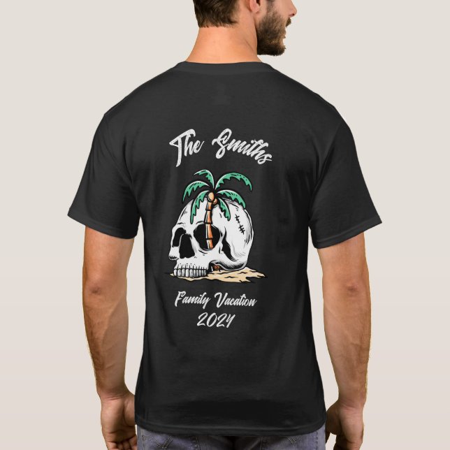 Custom Skull and Palm Tree  T-Shirt (Back)