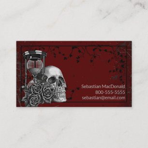 Custom Skull Gothic Rose Rock and Roll Heavy Metal Business Card