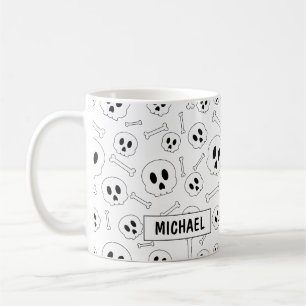 Custom Skulls and Bones Cartoony Halloween Coffee Mug