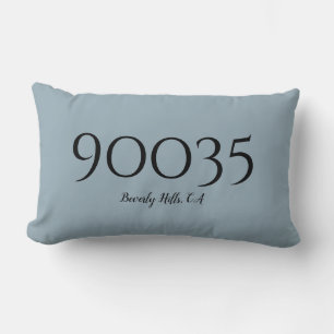 Custom Slate Blue City State Zip Code Location Lumbar Cushion