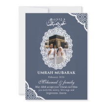 Custom Slate Blue Photo Umrah Mubarak Greeting