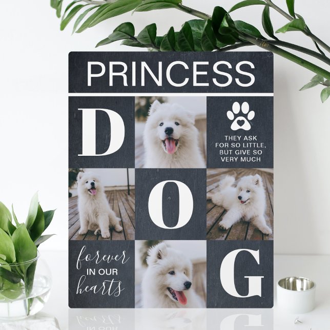 Custom Slate Dog Memorial 4 Photo Plaque (Creator Uploaded)