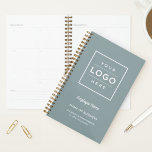 Custom Slate Grey Business Logo and Employee Name Planner<br><div class="desc">Add a professional look to your workspace with a custom company branded spiral business planner featuring a large space for your business logo with modern custom text that can be personalised with the name of the employee or business owner, business name, location, slogan, website, or other info. Makes a great...</div>
