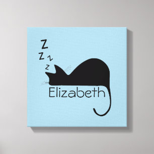 Custom Sleeping Cat Silhouette Canvas Print