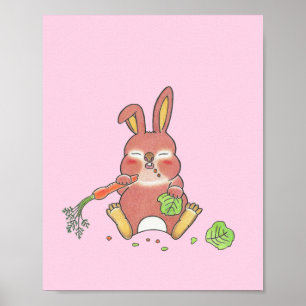 custom sleepy baby bunny  animal nursery poster