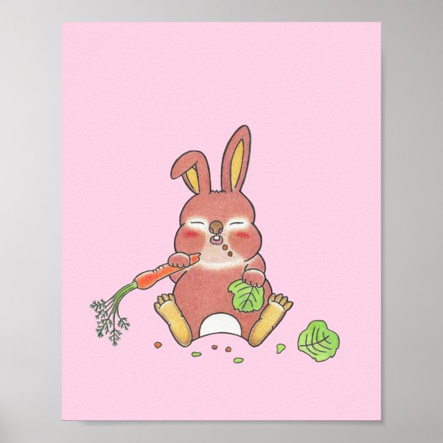 custom sleepy baby bunny  animal nursery poster (Front)