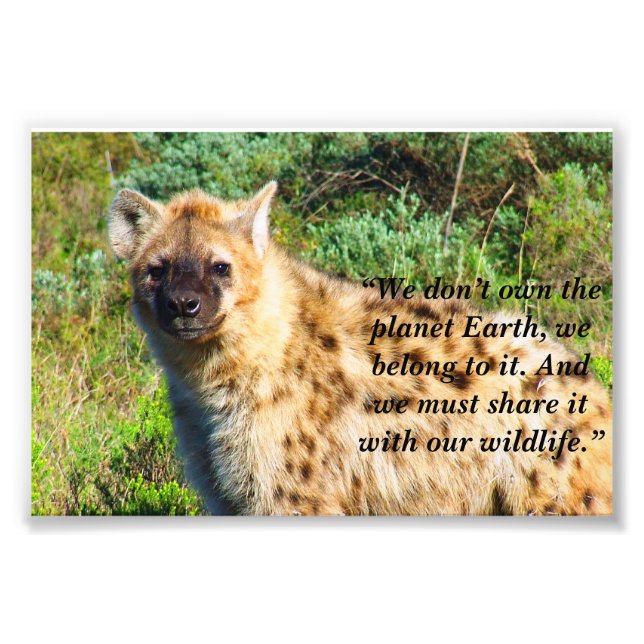 Custom Slogan/Conservation Spotted Hyena Photo Print (Front)