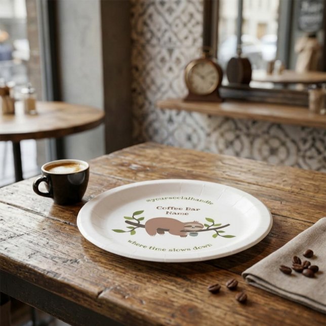 Custom Sloth Coffee Bar  Paper Plate (Creator Uploaded)