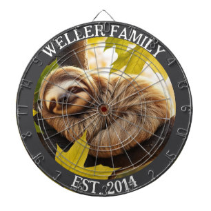 Custom Sloth Lover Name and Date Dartboard