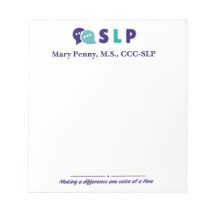 Custom SLP Notepad - Speech Language Pathologist