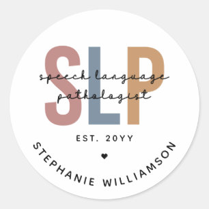 Custom SLP Speech Language Pathologist Classic Round Sticker