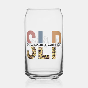Custom SLP Speech Pathologist Leopard Print Can Glass