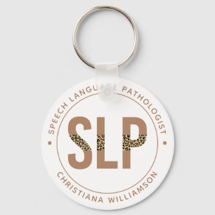 Custom SLP Speech Pathologist Leopard Print Gifts Key Ring