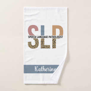 Custom SLP Speech Pathologist Leopard Print Hand Towel