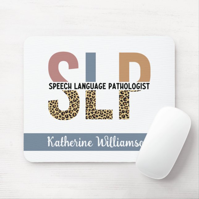 Custom SLP Speech Pathologist Leopard Print Mouse Mat (With Mouse)