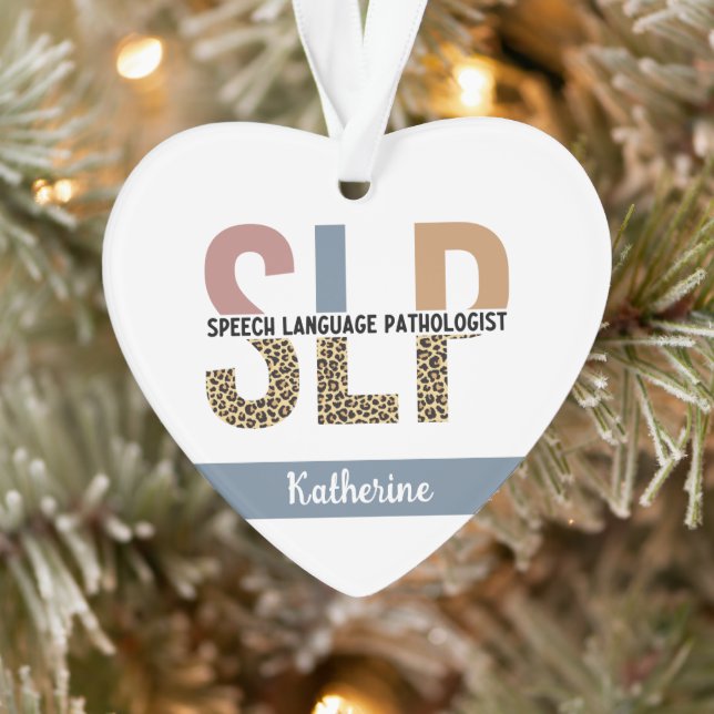 Custom SLP Speech Pathologist Leopard Print Ornament (Tree)