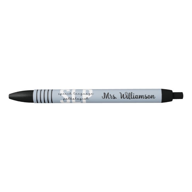 Custom SLP Speech Pathologist Speech Therapist Black Ink Pen (Front)