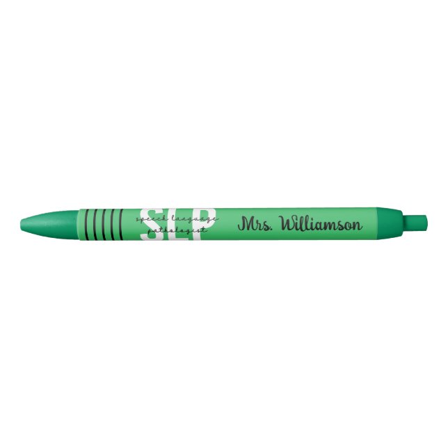 Custom SLP Speech Pathologist Speech Therapist Black Ink Pen (Front)