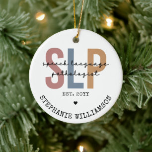 Custom SLP Speech Pathologist Speech Therapist Ceramic Tree Decoration