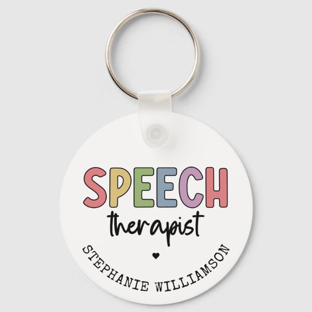 Custom SLP Speech Pathologist Speech Therapist Key Ring (Front)