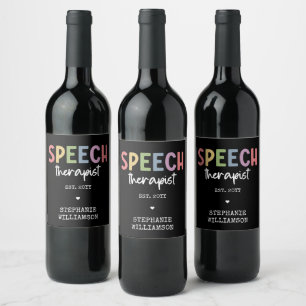 Custom SLP Speech Pathologist Speech Therapist  Wine Label